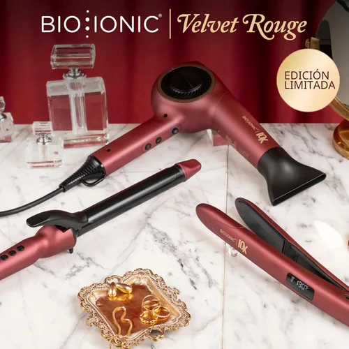 Miniatura 9 de Bio Ionic Rizador de Cilindro Largo, Rizador de Pelo con Tecnología de Calor Húmedo y NanoIónico MX, Varita Rizador Versátil Velvet Rouge Edición
