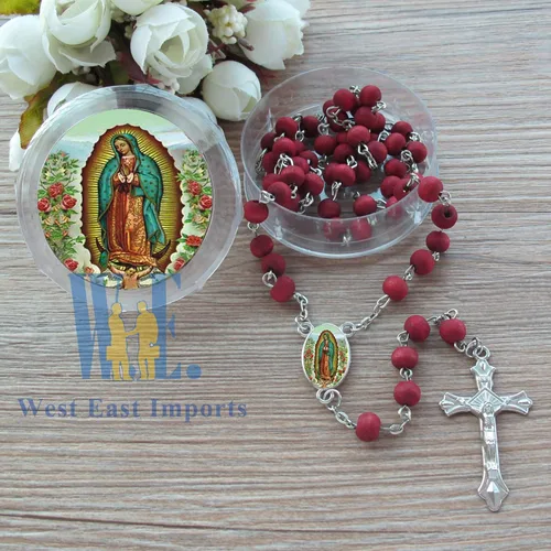 Miniatura 5 de Recuerdos conmemorativos (12 piezas) Rosarios perfumados rojos de Nuestra Señora de Guadalupe en bolsas decoradas, descansa en paz, en memoria