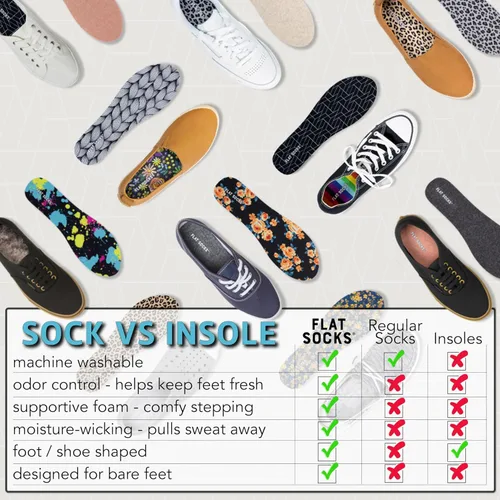 Miniatura 4 de FLAT SOCKS Womens No Show Socks, Sockless Shoe Liner, No Slipping, No Stinking, Washable Shoe Insert, Multi-Colored Patterns