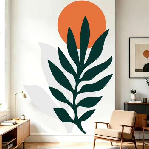 Miniatura 10 de Calcomanías de Pared Bohemias de Mediados de Siglo Modernas Despegar y Pegar, Pegatinas de Vinilo de Pared de Arcos Grandes Sol, Hojas Plantas