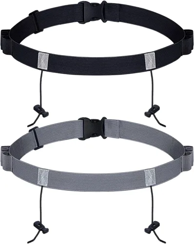 Miniatura 8 de JOVITEC Cinturón de número de carrera de 2 piezas con 6 bucles de gel para correr, ciclismo, triatlón, maratón