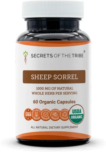 Secrets of the Tribe Sheep Sorrel USDA Organic 60 cápsulas | Fabricado con cápsulas vegetales y hierba seca certificada orgánica de acedera (Rumex
