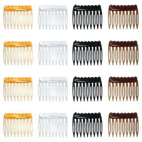 Honbay 24 peines de plástico con 9 dientes, clips laterales para boda, velo de novia, peluca, tocados, accesorios de giro para peinado, moño, moño