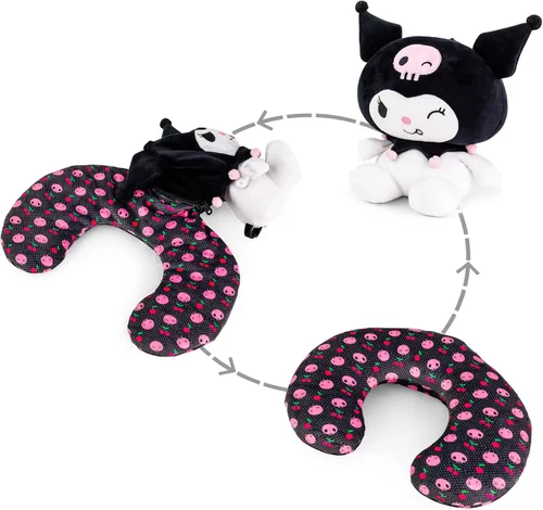 Miniatura 9 de Sanrio Cinnamoroll - Almohada cervical reversible y felpa para adultos, esenciales de viaje para un apoyo extra cómodo en aviones, automóviles