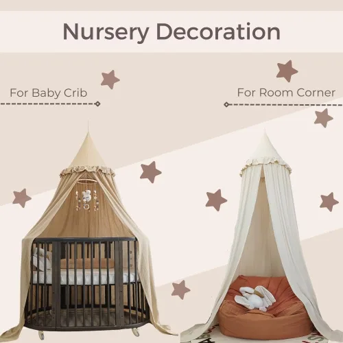 Miniatura 5 de Wonder Space Dosel para cama infantil con volantes, color neutro pastel para niños y niñas, tienda de algodón con volantes para habitación de bebé