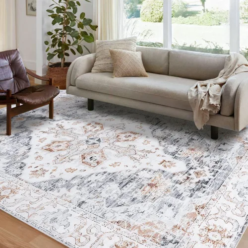 Miniatura 69 de Syalife 6x9 Alfombra Lavable para Área, Ultra Suave Antideslizante, Pila Baja, Alfombra Vintage Resistente a Manchas para Sala de Estar, Alfombra