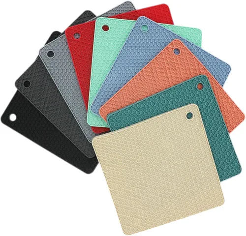 Miniatura 7 de Salvamanteles de silicona para platos calientes, ollas y sartenes, almohadillas calientes para cocina, soportes de silicona roja Merlot para cocina
