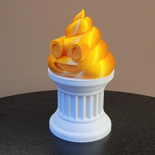 Miniatura 2 de Znet3D Poop Emoji Trophy – 6 pulgadas de alto en un pilar blanco – Premio y regalo perfecto – Hecho a mano con fabricación aditiva (oro seda)