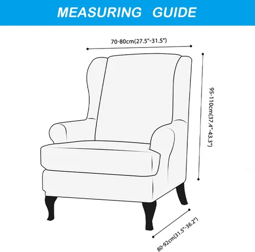 Miniatura 6 de OBCREAT Fundas para silla Wingback, 2 piezas de terciopelo elástico con respaldo de ala, fundas de sofá para silla de ala suave con parte inferior