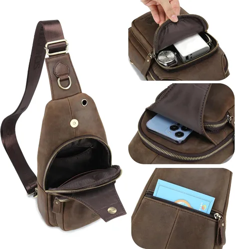 Miniatura 50 de LUKZIJAES Bolso bandolera de cuero genuino para hombre