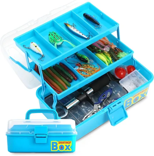 Miniatura 8 de Kit de Caja de Señuelos y Anzuelos de Pesca SMMYMGF, Equipo y Accesorios para Pesca de Agua Salada y Dulce, Incluyendo Señuelo Bionic Swimbait, Caja