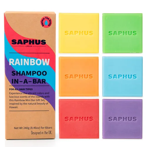 Barra de champú con pH equilibrado, paquete de 6, sin jabón y sin sulfatos, limpieza suave para cuero cabelludo sensible, varios colores y aromas,