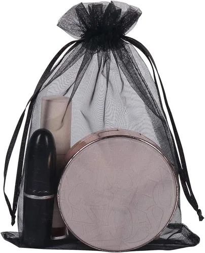 Miniatura 3 de YQL Bolsas de organza negras, 100 bolsas de regalo de 5 x 7 pulgadas, bolsas de malla para protección de frutas, bolsas de joyería, bolsas