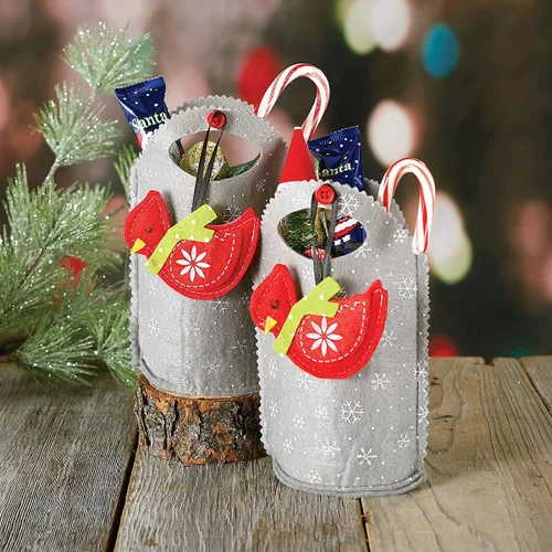 Miniatura 4 de Cardinal Ornament - Bolsas de fieltro de Navidad – Juego de 5 bolsas de regalo para niños, fiestas de vacaciones, decoración de profesores