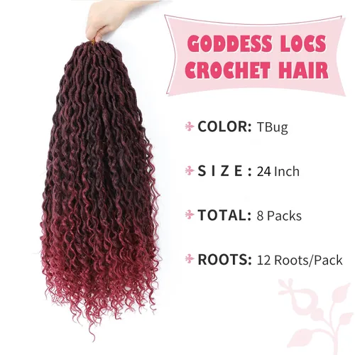 Miniatura 91 de Alicoco Goddess Locs Cabello de Ganchillo 12 Pulgadas 8 Paquetes Rastas Sintéticas de Ganchillo Para Mujeres Rastas Suaves Boho Pre-enrolladas River