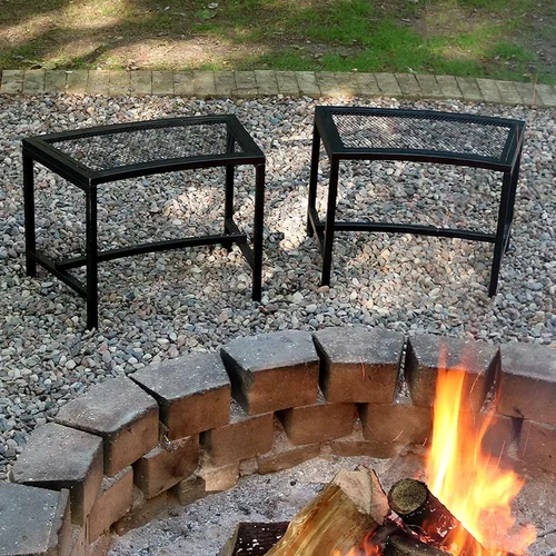 Miniatura 2 de Sunnydaze Banco curvado de malla para exteriores, juego de banco de metal para patio, asientos exteriores resistentes para patio trasero o hoguera