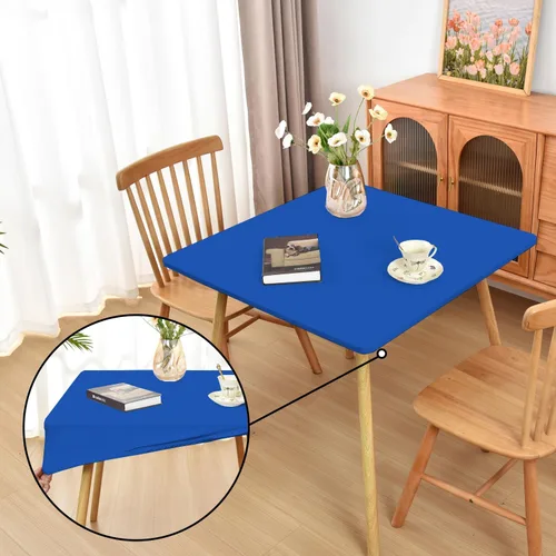 Miniatura 72 de Mantel ajustado blanco con elástico para mesas plegables de 48x48 pulgadas, manteles lavables y elásticos de elastano para mesas de cartas, manteles