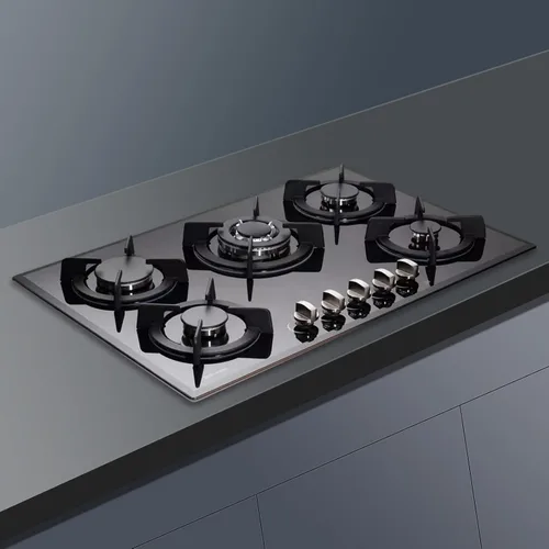 Miniatura 5 de Cocina de gas de 30 pulgadas, estufa de gas de 5 quemadores de vidrio templado incorporada, estufa de gas convertible a GLP/GN, estufa de gas