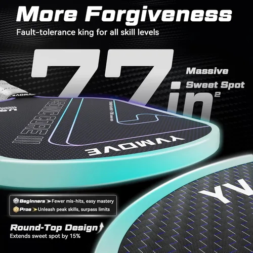 Miniatura 4 de Pickleball Paddle with T700 Raw Carbon Fiber Surface & 16mm STR-Core Power Polymer Core, Premium Pickle Ball Racket Designed for Ultimate Spin &