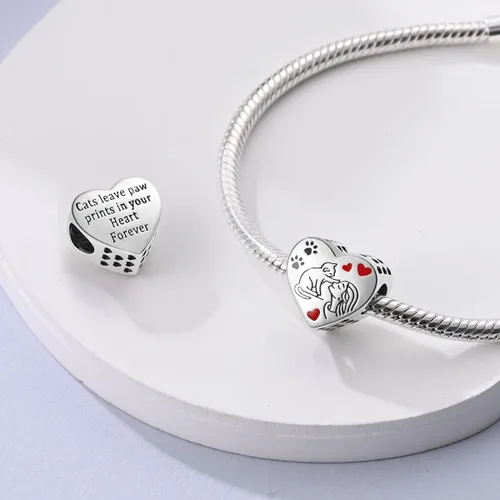 Miniatura 3 de MULA Dijes de plata de ley 925 para pulseras y collares, lindos gatos, perros, elefantes, animales, familia, cuentas, colgantes, joyería para mujer
