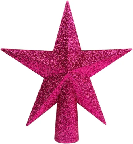 Miniatura 45 de YYCRAFT Adorno de Estrella con Purpurina para la Punta del Árbol Decoración Navideña - 6 Pulgadas, Rojo