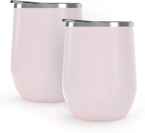Miniatura 12 de Maars Bev - Vaso de vino de acero inoxidable sin tallo con tapa, aislado al vacío de 12 onzas, a prueba de derrames, apto para viajes, vasos midnight