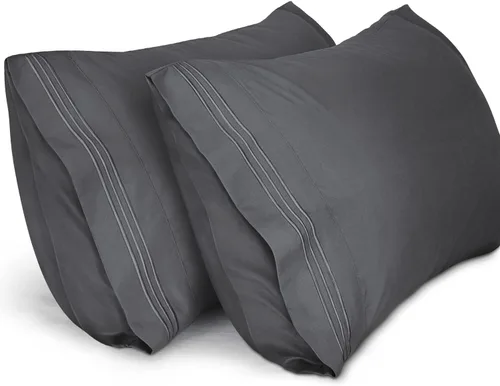 Miniatura 22 de Lirex Fundas de almohada (paquete de 2), fundas de almohada de microfibra cepillada suave de 1800 hilos, lavables a máquina, sin arrugas, Gris
