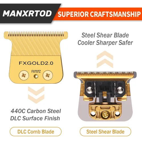 Miniatura 4 de FXGOLD 2.0 - Cuchilla de repuesto para todas las recortadoras BaBylissPRO FX787 y FX726, cuchillas de repuesto DLC ultra precisas compatibles