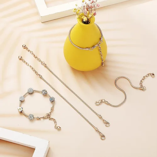 Miniatura 4 de Hicarer - 20 pulseras de serpiente ajustables para hacer joyas, cadenas de acero inoxidable doradas y plateadas con extensor de corazón