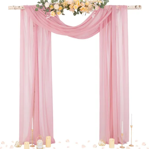 Miniatura 21 de Socomi Tela Transparente de Terracota para Decoración de Bodas Otoñales, Tela de Drapeado 29" x 20 Pies, 1 Panel, Cortina para Arco Exterior