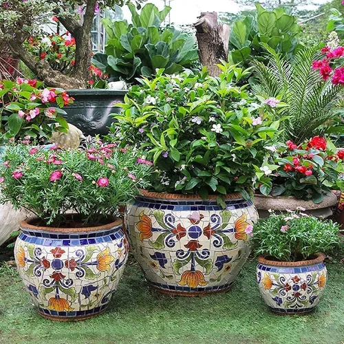 Miniatura 5 de HM&DX Maceta de cerámica, cerámica mexicana, maceta grande, pintada a mano, macetas de interior y exterior, macetas para suculentas, macetas