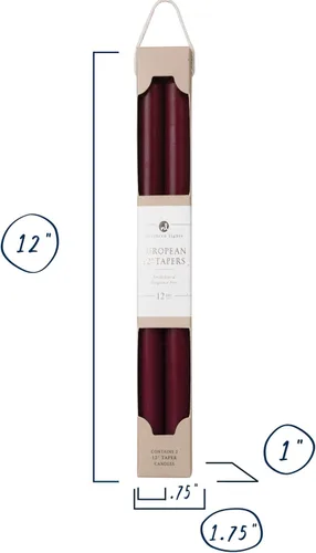 Miniatura 4 de Northern Lights Candles - 12" 2PK Premium Tapers, Burdeos - 72884