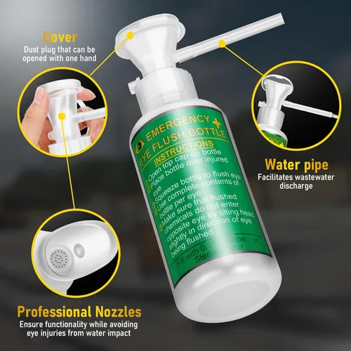 Miniatura 6 de Estación de lavado de ojos portátil Magula aprobada por OSHA, libre de BPA, kit de lavado de ojos de primeros auxilios montado en pared con botellas