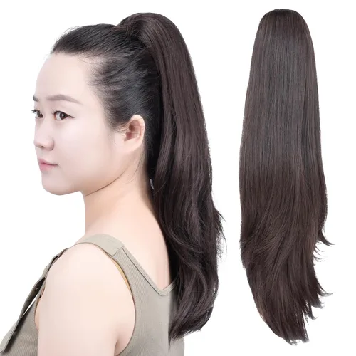 Miniatura 73 de SYXLCYGG Auburn Clip Cola de caballo Clip Cola de caballo Extensión de cola de caballo ondulado 10 pulgadas 3.5 oz pelo sintético falso pieza