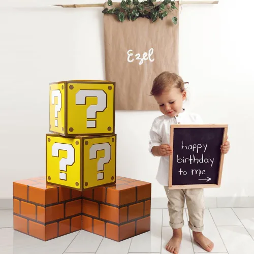 Miniatura 5 de SUYEPER 4 cajas grandes para fiesta de cumpleaños, preguntas y juegos de fiesta de ladrillo (11.8 x 11.8 pulgadas)