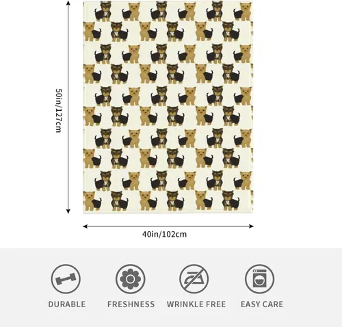 Miniatura 4 de Yorkshire Terrier - Manta de forro polar para perro Yorkie de franela súper suave, acogedora, lavable, ligera y mullida para sofá, cama, oficina