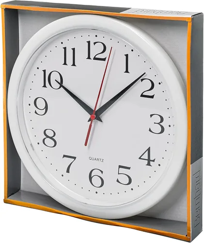 Miniatura 6 de Bernhard Products Reloj de pared con batería de cuarzo de 10", redondo, fácil de leer, para el hogar, la oficina o la escuela, negro Blanco