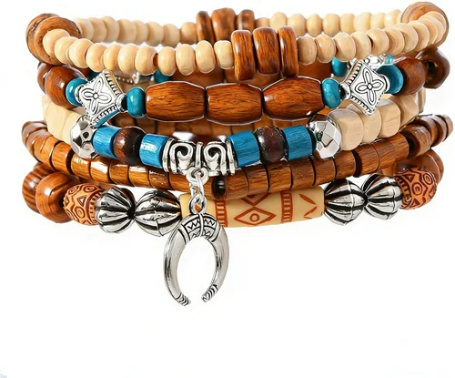 Miniatura 47 de Pulsera Gótica Ajustable de Cuero Trenzado Punk Multicapa de Estilo Grunge, Conjunto de Pulseras Emo con Brazalete de Metal, Envoltura