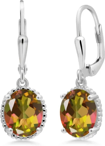 Miniatura 12 de Gem Stone King Aretes colgantes de gota para mujer, plata de ley 925, piedra natal ovalada de 0.354 x 0.276 in, joyería fina, regalos para ella