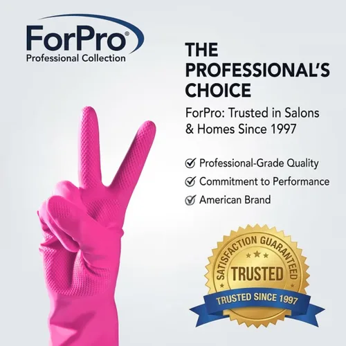 Miniatura 2 de ForPro - Guantes de goma natural, 6 pares de guantes reutilizables multiusos para limpieza del hogar con forro interior suave, impermeables