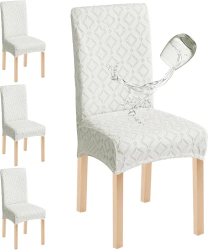 Miniatura 21 de Genina Juego de 4 fundas impermeables para sillas de comedor, extraíbles y lavables, color beige grande