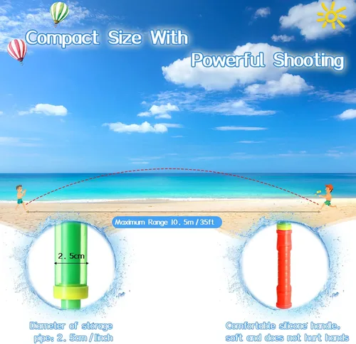 Miniatura 4 de Sotiff 24 pistolas de agua de crayón de 22.4 pulgadas, chorros de tubo de agua, pistola de succión para playa, piscina, juguetes para chorros