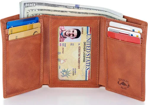 Miniatura 2 de Stealth Mode Trifold portafolios de piel RFID bloqueo, bolso para hombres