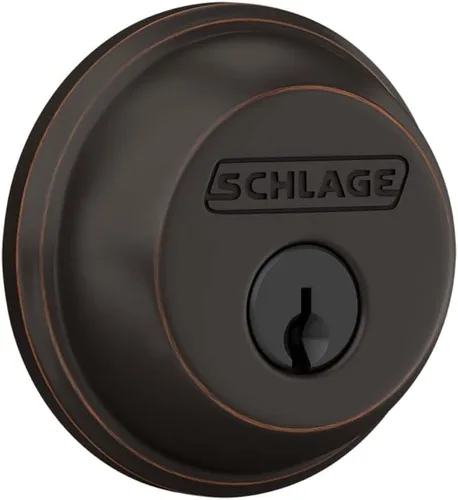 Schlage B60 N 716 - Cerradura de seguridad con llave de 1 lado, la más alta seguridad residencial, bronce envejecido