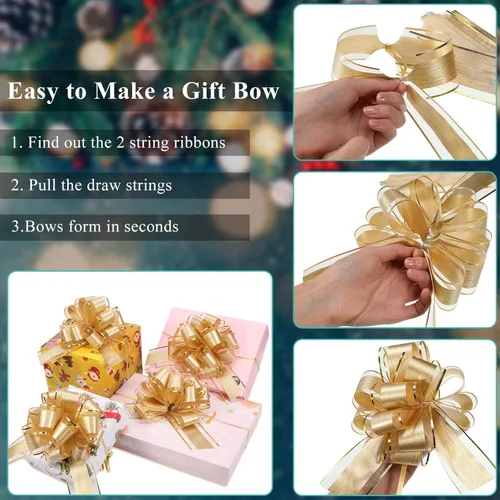Miniatura 4 de Juexica 30 piezas de grandes arcos navideños tirados para envolver regalos, arco de cinta impermeable de 15 cm para cajas de regalo de San Valentín