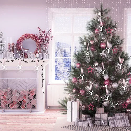 Miniatura 6 de Roowest 9 piezas de adorno navideño de animadora de Navidad, adornos acrílicos de animadora para árbol de Navidad, cree en ello, sueña con ello