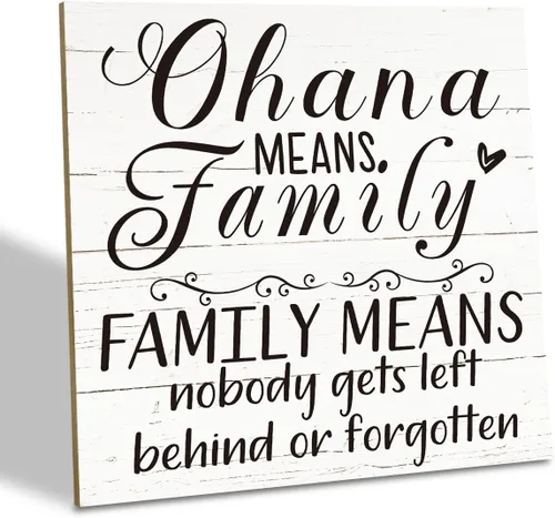 Miniatura 16 de Placa de Madera Familiar, "La Familia Significa Que Nadie Se Queda Atrás o Se Olvida", 15.7x15.7 cm Cartel de Arte de Mesa, Decoración de Cita