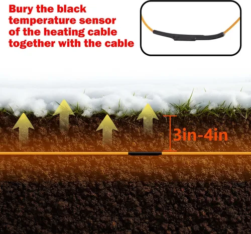 Miniatura 3 de Adnee Cable termostático de calefacción de suelo de 59 pies, cable de calentamiento de goma con termostato y estacas de tierra, cable calentador