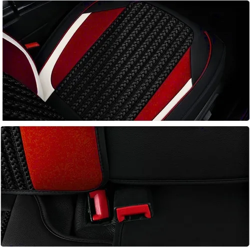 Miniatura 8 de Juego completo de fundas de asiento de automóvil de lujo adecuadas para Sandero Stepway Ice Silk Weaving y asiento de cuero, juego completo de 5 Rojo