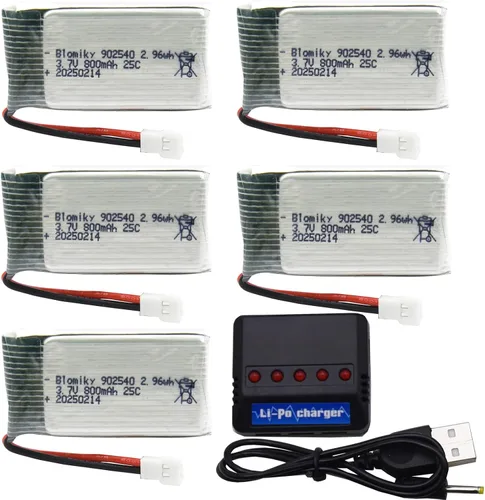 Miniatura 7 de Blomiky Paquete de 5 baterías Li-PO 25C MX2.0 de 3.7 V 800 mAh y caja de tablero 4 en 1 para Syma X5SW X5C-1 X5 X5C X5SC H42 T5W H5C CW4 SS40 FQ36